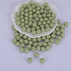 Vert Jaune Perles focales rondes en silicone, perles à mâcher pour les jouets de dentition, Diy soins infirmiers colliers faisant, vert jaune, 15mm, Trou: 2mm
