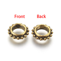 Antique Golden Tibetan Style Alloy Beads, Lead Free & Cadmium Free, Gear, Antique Golden, 13.5x4.5mm, Hole: 7mm