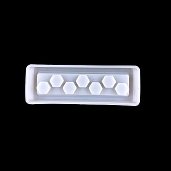 Blanc Moules de boîte à dés en forme de rectangle, moules en silicone de qualité alimentaire, pour la résine UV, fabrication de bijoux en résine époxy, blanc, 73x206x30mm