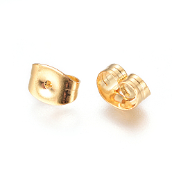Золотой 304 из нержавеющей стали гайки уха, спинки серег-бабочек для серег-почтальонов, золотые, 4.5x6x3 мм, отверстие : 0.7 мм