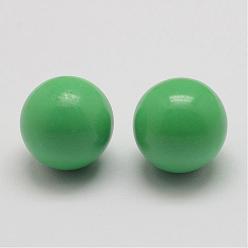 Medium Sea Green Brass Chime Ball Beads Fit Cage Pendants, No Hole, Medium Sea Green, 16mm