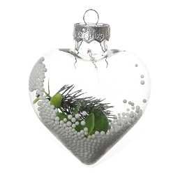 Сердце Прозрачные пластиковые наполняемые шаровые подвески украшения, подвесное украшение на елку, сердце, 110x88x57 мм