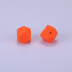 Dark Orange Hexagonal Silicone Beads, Chewing Beads For Teethers, DIY Nursing Necklaces Making, Dark Orange, 23x17.5x23mm, Hole: 2.5mm