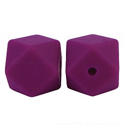 Púrpura Cuentas octágono de silicona de calidad alimentaria, masticar cuentas para mordedores, diy collares de enfermería haciendo, púrpura, 17 mm