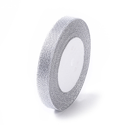Silver Organza Ribbon, Glitter Metallic Ribbon, Sparkle Ribbon, Silver, 5/8 inch(15mm) wide, 25yards/roll(22.86m/roll), 10rolls/group, 250yards/group(228.6m/group)