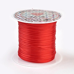 Rouge Chaîne de cristal élastique plat, fil de perles élastique, pour la fabrication de bracelets élastiques, rouge, 0.8mm, environ 10.93 yards (10m)/rouleau, 25 rouleaux / sac