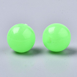 Lime Luminous Acrylic Beads, Glow in the Dark, Round, Lime, 10mm, Hole: 2.5mm, about 950pcs/500g