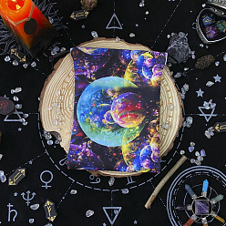 Colorido Almacenamiento de cartas de tarot de terciopelo tema universo mochilas de cuerdas, soporte de almacenamiento de escritorio de tarot, rectángulo con patrón de planeta, colorido, 18x13 cm