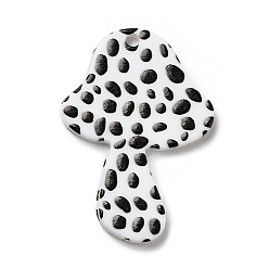 Black Autumn Theme Polka Dot Pattern Opaque Acrylic Pendants, for DIY Earring Accessories, Mushroom, Black, 34x24x2mm, Hole: 1.8mm