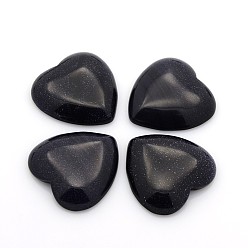 Blue Goldstone Synthetic Blue Goldstone Cabochons, Heart, 29~30x29~30x6~8mm