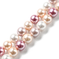 Couleur Mélangete Perles de perles de nacre de coquillage, ronde, couleur mixte, 6mm, Trou: 1mm, Environ 68 pcs/chapelet, 15.6 pouce (39.5 cm)