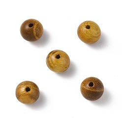 Vara de Oro Cuentas de madera, sin teñir, rondo, vara de oro, 8 mm, agujero: 1.6 mm