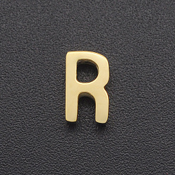 Letter R 201 Stainless Steel Charms, for Simple Necklaces Making, Laser Cut, Letter, Golden, Letter.R, 8x4.5x3mm, Hole: 1.8mm