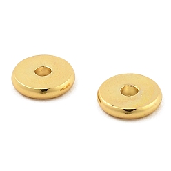 Настоящее золото 18K Spacer бисер латунные, Плоский круглый / диск, реальный 18 k позолоченный, 6x1 мм, отверстие : 1.5 мм