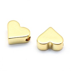 Real 18K Gold Plated Brass Beads, Cadmium Free & Nickel Free & Lead Free, Heart, Real 18K Gold Plated, 6x7x3mm, Hole: 1.2mm