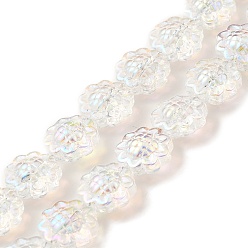 Clair Transparentes perles de verre de galvanoplastie brins, arc-en-ciel plaqué, tournesol, clair, 15x9mm, Trou: 1mm, Environ 44~45 pcs/chapelet, 25.20~25.98 pouce (64~66 cm)