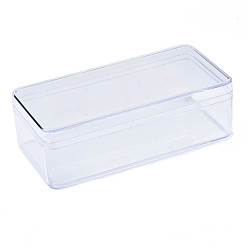 Clear Rectangle Polystyrene Bead Storage Container, with Cover, for Jewelry Beads Small Accessories, Clear, 150x90x40mm, Hole: 9mm