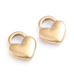 Golden Ion Plating(IP) 304 Stainless Steel Charms, Heart Lock, Golden, 10.5x9x2.5mm, Hole: 3x3.5mm