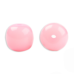 Pink Opaque Resin Beads, Barrel, Pink, 12x11mm, Hole: 1.6~1.8mm
