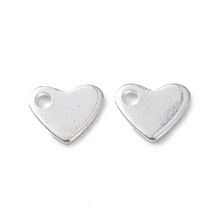 Plata 201 encantos de acero inoxidable, estampar etiqueta en blanco, corazón, plata, 7x6x1 mm, agujero: 1 mm
