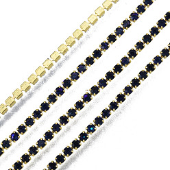 Sapphire Brass Rhinestone Strass Chains, AB Color Rhinestone Cup Chain, Raw(Unplated), Sapphire, 2x1.5mm, about 18.70 Feet(5.7m)/Strand