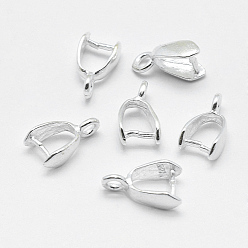 Silver 925 Sterling Silver Pendant Bails, Ice Pick & Pinch Bails, Silver, 4x4mm Inner Diameter, 9x5x3mm, Hole: 1.5mm, Pin: 0.8mm.