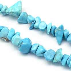 Synthetic Turquoise Dyed Synthetic Turquoise Stone Bead Strands, Chip, 8~18x6~12x3~7mm, Hole: 1mm, about 160pcs/strands, 34.6 inch
