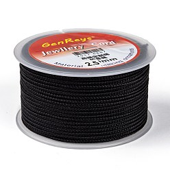 Black Braided Nylon Threads, Dyed, Black, 2.5mm, about 10.93 yards(10m)/roll