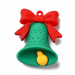 Sea Green Christmas PVC Plastic Pendants, Christmas Bell, Sea Green, 48x39x16mm, Hole: 3mm