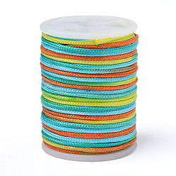 Colorido Hilo de poliéster teñido en segmentos, cordón trenzado, colorido, 1.5 mm, aproximadamente 5.46 yardas (5 m) / rollo