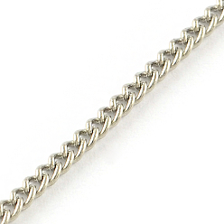 Platinum Unwelded Iron Curb Chains, with Spool, Platinum, 2.7x2x0.6mm, about 328.08 Feet(100m)/roll