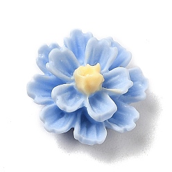 Cornflower Blue Opaque Resin Cabochons, 3D Flower, Cornflower Blue, 11.5x6.5mm