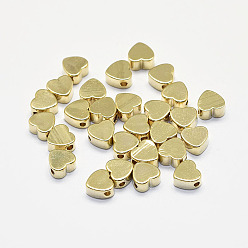 Real 18K Gold Plated Long-Lasting Plated Brass Beads, Real 18K Gold Plated, Nickel Free, Heart, 4.5x5x2.5mm, Hole: 1.5mm