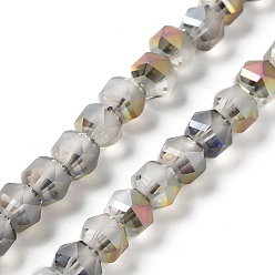Gris Foncé Plaquent verre transparent perles brins, givré, facette, lanterne, gris foncé, 7x7.8x7.5mm, Trou: 1.5mm, Environ 72 pcs/chapelet, 20.79'' (52.8 cm)
