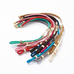 Mixed Color Braided Nylon Cord Bracelet Making, with Brass Findings, Mixed Color, 9-1/2 inch(24cm), Link: 26x4mm