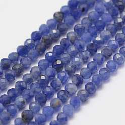Sodalite Natural Sodalite Beads Strands, Faceted, Round, Grade A, 2mm, Hole: 0.5mm, about 169~178pcs/strand, 15.3 inch(39cm)