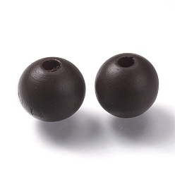 Brun De Noix De Coco Perles de bois naturel peintes, ronde, brun coco, 16mm, Trou: 4mm