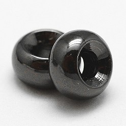Черный Цвет Металла Латунные проставки круглые бусины, без кадмия, без никеля и без свинца, металлический черный , 5x3 мм, отверстие : 2 мм