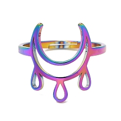 Rainbow Color Ионное покрытие (ip) 304 регулируемое кольцо в виде полумесяца из нержавеющей стали для женщин, Радуга цветов, размер США 6 (16.5 мм)