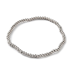Couleur Acier Inoxydable 316 bracelets extensibles à perles rondes en acier inoxydable chirurgical, couleur inox, diamètre intérieur: 2 pouce (5.2 cm), large: 3 mm