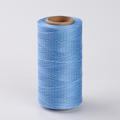 Blue Flat Waxed Polyester Cords, Blue, 1x0.3mm, about 284.33 yards(260m)/roll