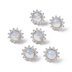 Opalite Opalite Sun Stud Earrings with Cubic Zirconia, Platinum Brass Jewelry for Women, Cadmium Free & Nickel Free & Lead Free, 18mm, Pin: 0.8mm