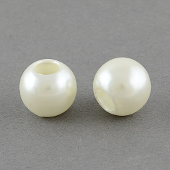 Marfil Cuentas de perlas de imitación de plástico abs, abalorios de grande agujero, Rondana plana, blanco cremoso, 20x18 mm, Agujero: 7 mm, sobre 140 unidades / 500 g