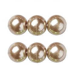 Blanc Navajo Brins de perles rondes en verre teinté écologique, Grade a, cordon en coton fileté, navajo blanc, 12mm, Trou: 0.7~1.1mm, Environ 34 pcs/chapelet, 15 pouce