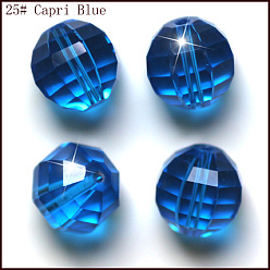 Dodger Blue Imitation Austrian Crystal Beads, Grade AAA, Faceted, Round, Dodger Blue, 10mm, Hole: 0.9~1mm
