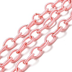 Pink Chaînes de câble en nylon faites à la main, ovale, rose, 8~9x11~13x2mm,  environ 85 cm / chapelet , 33.5 pouce