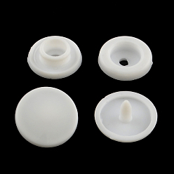 Белый Акриловые крепёжные кнопки , Кнопки дождевик оснастки, плоско-круглые, белые, 10 мм, отверстие : 2 мм