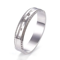 Stainless Steel Color 304 Stainless Steel Bangles, with Rhinestone, Stainless Steel Color, 1-7/8 inchx2-3/8 inch(4.9x6.05cm)