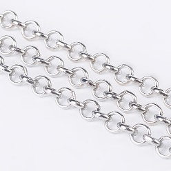 Platinum Iron Rolo Chains, Belcher Chain, Unwelded, Platinum Color, with Spool, Nickel Free, Link: 5mm in diameter, 1.5mm thick, about 164.04 Feet(50m)/roll