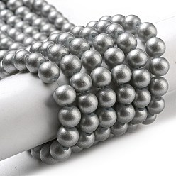 Gray Spray Painted Glass Round Bead Strands, Gray, 8mm, Hole: 1.3~1.6mm, about 100pcs/strand, 31.4 inch